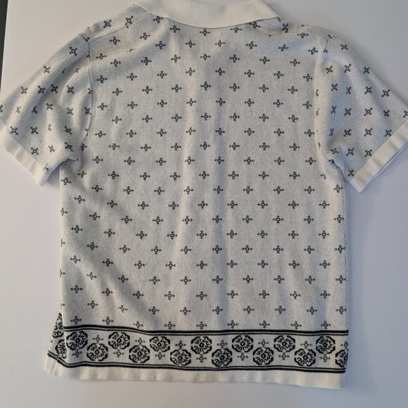 Original Use short sleeve button up sweater polo - white with starburst print - Picture 2 of 4